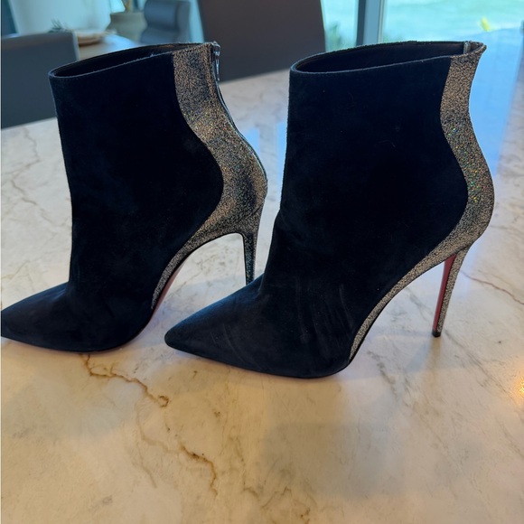 Christian Louboutin Shoes - Christian Louboutin Navy and Silver Women's Ankle Boots